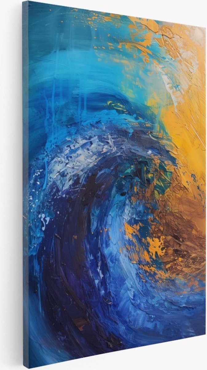 Saammp Canvas Schilderij - Abstract - Golf - 30x45 - Foto op canvas - Wanddecoratie - Muurdecoratie Woonkamer - Slaapkamer decoratie - Canvas Print Multicolor