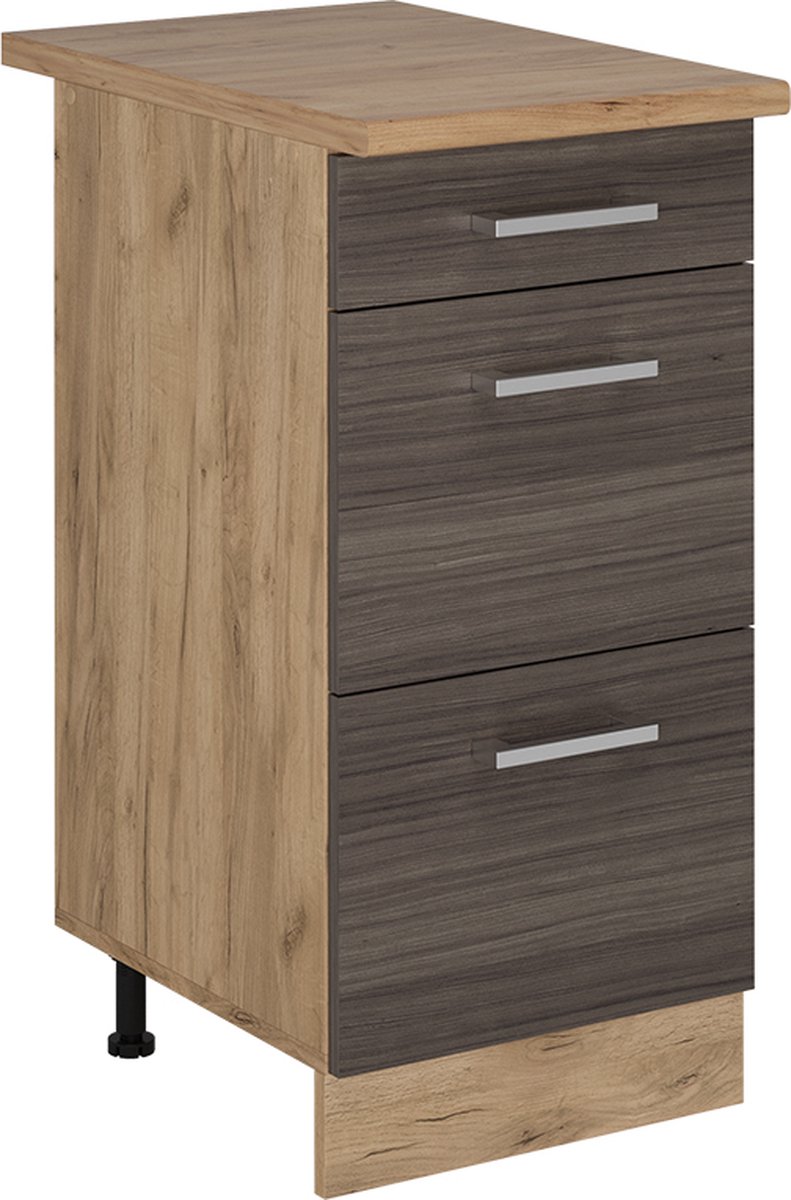 Vicco R-Line Keukenonderkast – 40 cm met laden, WB Eik Edel grijs