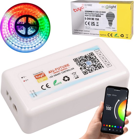 Tuja Led Controller Controller LED RGBW Tuya 15A 180W 12V – Intelligente aansturing van LED ...