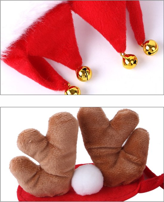 4 stuks hondenkerstkostuums, kerstmuts, hond katten, halsband kat