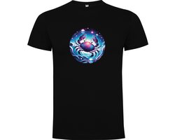 Zwart T-Shirt met “Kleurrijke Sterrenbeeld Kreeft – Astrologie – Horoscoop – Zodiac Signs “ Print Full Color Maat 3XL