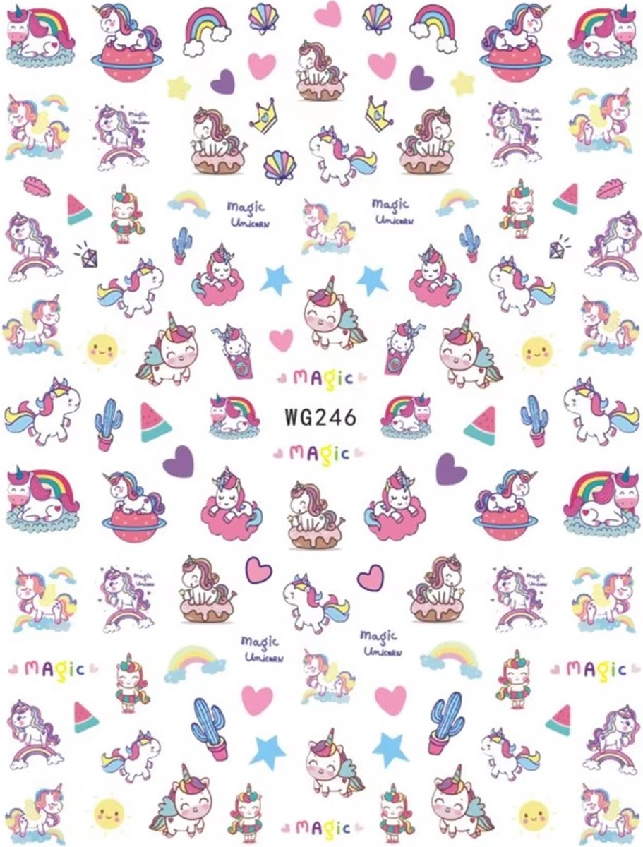 Unicorn Nagel Stickers - Uitdeelcadeaus - Cadeau - Traktatie - Eenhoorn