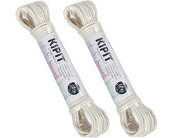 Kipit Waslijn - 2x - 10 meter - PVC - wit - drooglijn / waslijndraad