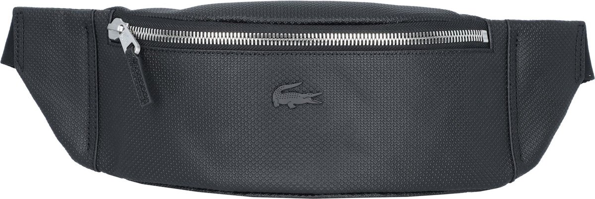 LACOSTE Leren Gordeltas Schoudertas Chantaco Waistbag Black Zwart