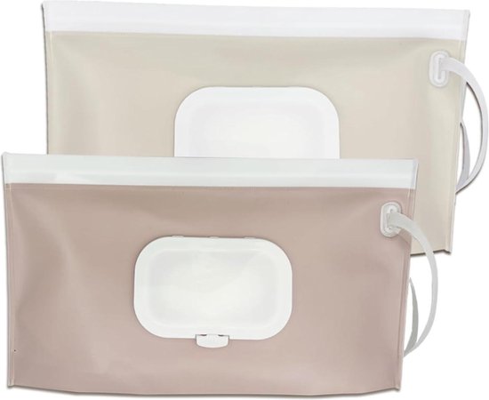 ULVBABI draagbare dispenser voor vochtige doekjes (2 stuks), herbruikbare wegwerpzakjes voor babyluiers, hervulbare dispenser voor persoonlijke reistas, houdt vochtige doekjes nat (blad en pijlpatroon