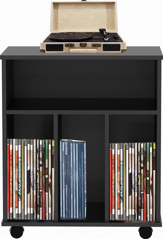 Bijzetmeubels, opbergruimte met planken, vinylhouders en industriële design platenspeler - NEVIL | ID Market