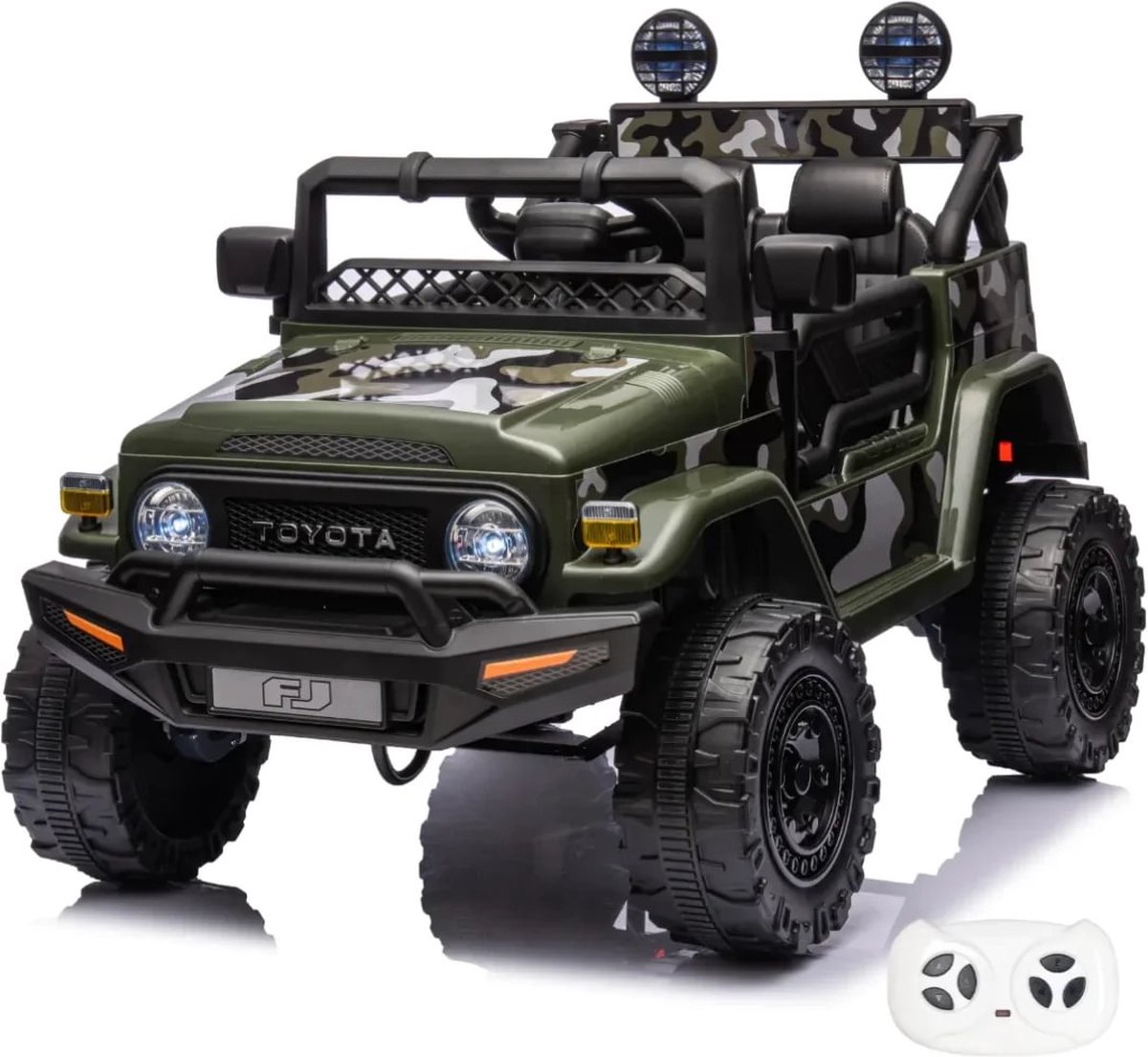 Toyota FJ Cruiser Full Option Elektrische Kinderauto 1 tot 6 jaar – Officieel Gelicentieerd Accuvoertuig met Lederen Zitje Schokdempers & Bluetooth – 12V Kinderauto met Afstandsbediening 3-puntsgordel & Soft-Start Groen