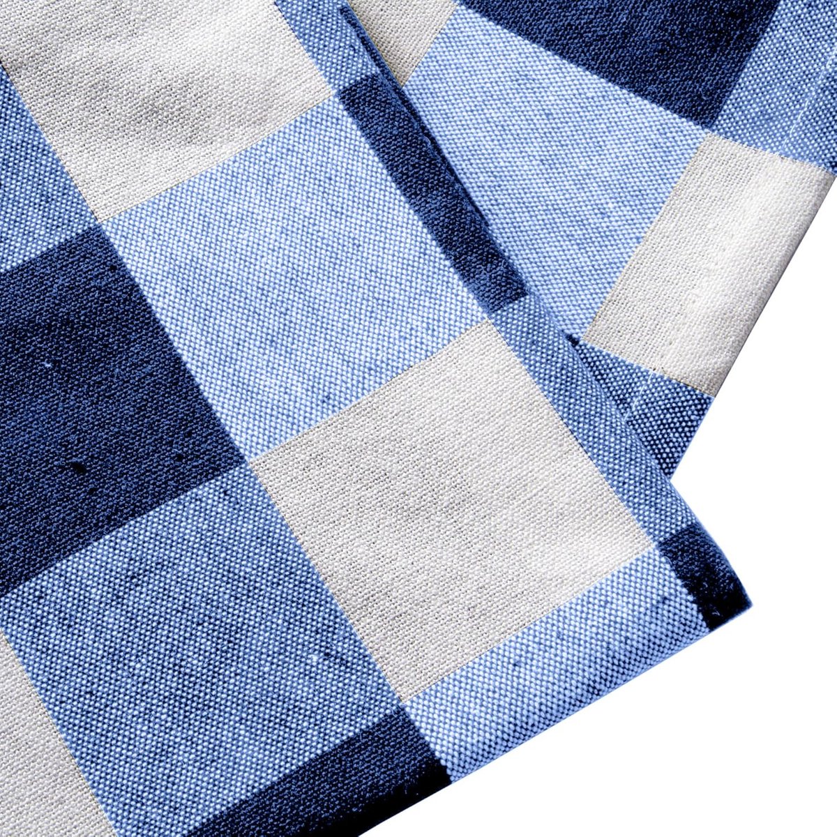 Goodivery ® Tafelloper 180 x 32 cm, robuuste tafelloper van katoen, hoogwaardige tafelloper, blauw geruit, wasbare loper, tafel met 220 g/m²