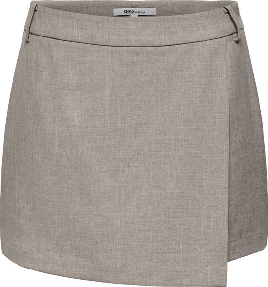Beige skort met omslageffect en verstelbare bandjes aan de zijkant.