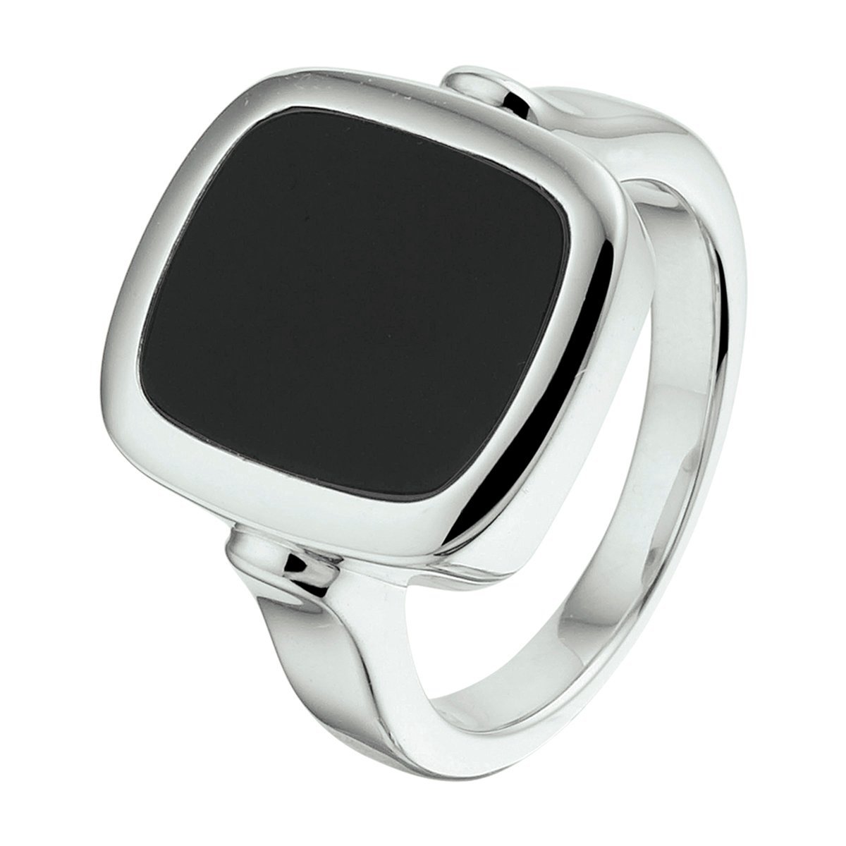Zilver Gerhodineerde Zegelring onyx 1332582 22.00 mm (69)