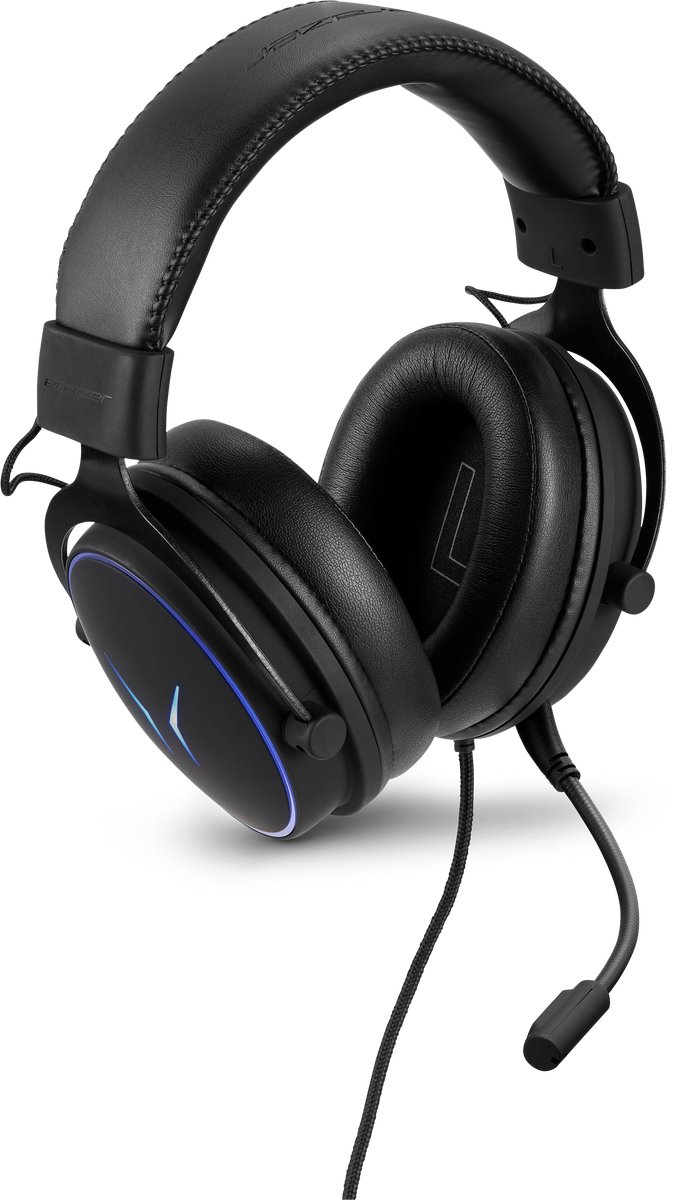 ERAZER Mage P20 Gaming Headset 240 cm kabel, over ear, flexibele & afneembare microfoon, afstandsbediening, RGB-verlichting, 3,5 mm audio, USB, ES9260Q-geluidschip