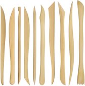 Kurtzy Houten Klei Sculptuur Gereedschap (10 Pak) 14,4 – 16 cm – Keramische / Boetseerklei Modelleer Set – Dubbel Eindes Pottenbak Gereedschap Voor Graveren, Vormen, Modelleren en Gladmaken