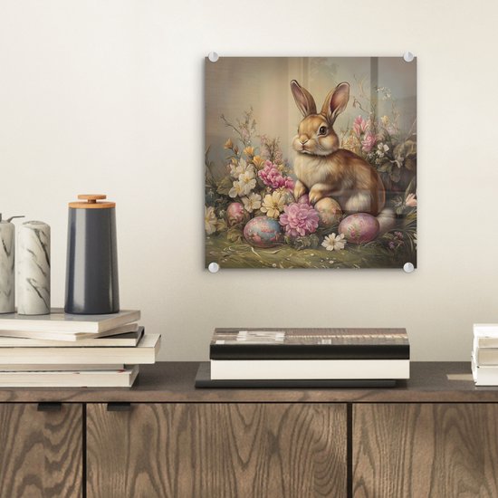 MuchoWow® Peinture sur verre 20x20 cm - Peinture sur verre acrylique - Haas - Nature morte - Fleurs - Photo sur verre - Décoration murale salon - Décoration murale chambre - Peintures