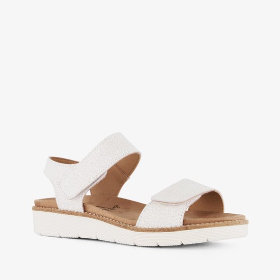 Hush Puppies leren dames sandalen met klittenband - Wit - Uitneembare zool