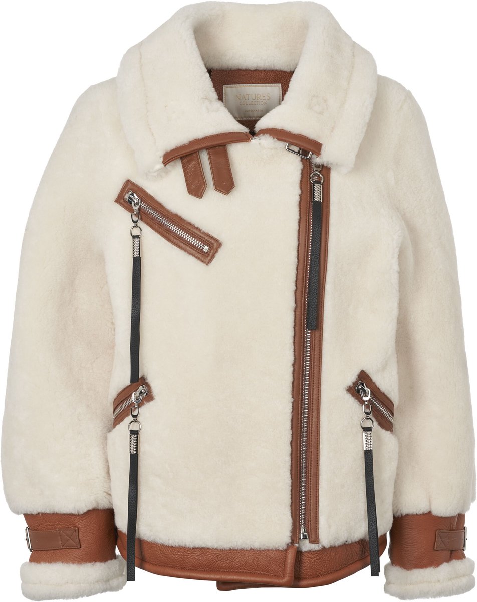 Natures Collection Nicki Jas Shearling schapenvacht Bruin