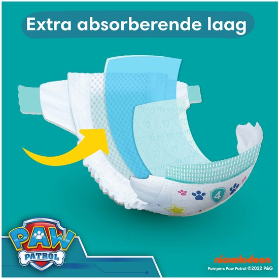 Laagjes van de Pampers luier met een extra absorberende laag.
