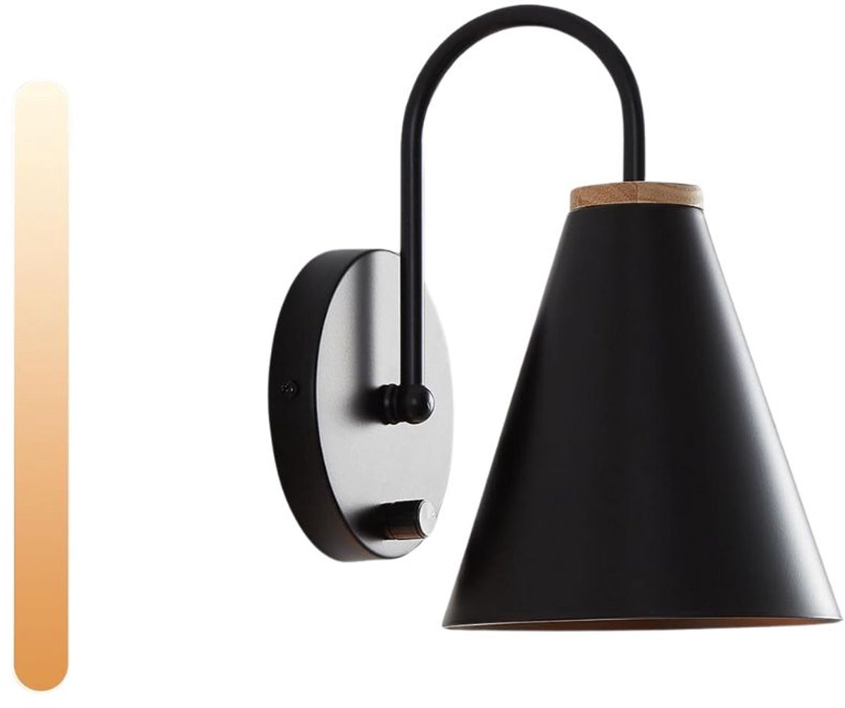 VELTRR® Wandlamp Binnen met Snoer - Wandlamp met Stekker voor Binnen - met Dimbare Schakelaar - Industrieel en Vintage - Slaapkamer Bedlampje