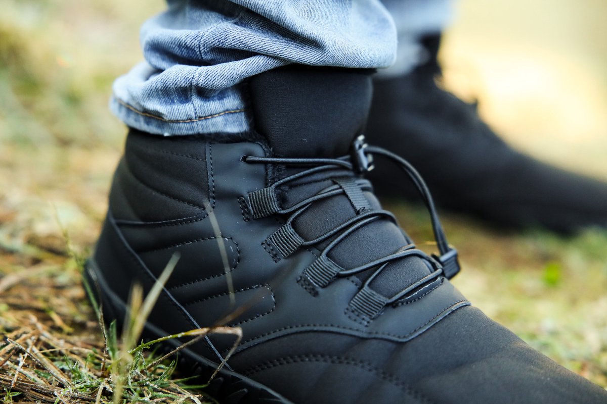 ArcticBare Onyx – Barefoot Schoenen Warm Waterbestendig & Antislip Zool Brede Teenruimte & Flexibel Comfort Zwart