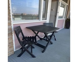 HEM Balkonset - Tuinmeubelset - 3-delig - Weerbestendig & Inklapbaar - Kunststof Bistroset - Tafel & 2 Stoelen - Compact, Stevig & Onderhoudsvrij - Antraciet - Makkelijk verplaatsbaar en mee te nemen! HEM Balkonset - Tuinmeubelset - 3-delig - Weerbestendig & Inklapbaar - Kunststof Bistroset - Tafel & 2 Stoelen - Compact, Stevig & Onderhoudsvrij - Antraciet - Makkelijk verplaatsbaar en mee te nemen!