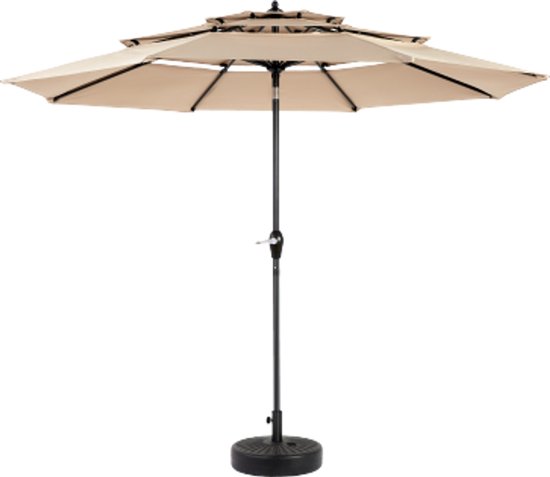 Parasol d'extérieur rectangulaire double face de 4,5 m, grand format, avec manivelle (kaki)