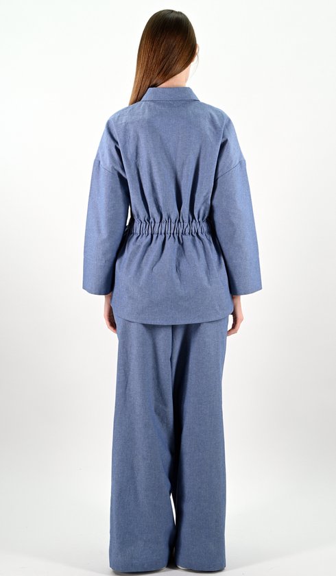 YesMooi - Chemisier Look Denim avec ceinture à nouer - L (40) - 100 % Katoen