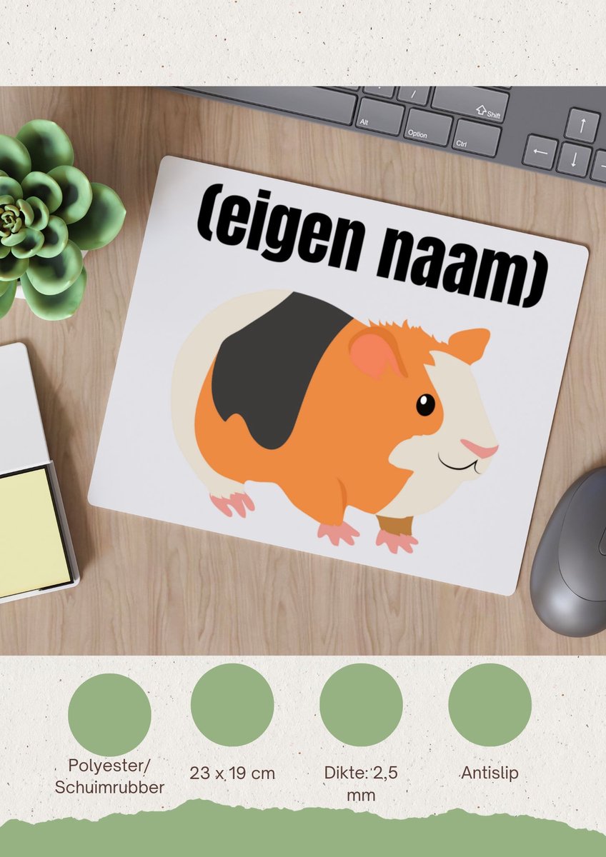 Akyol - cavia met eigen naam Muismat - Cavia - iemand die cavia's heeft - cavia liefhebber - dieren - verjaardag - cadeau - kado - 23 bij 19 cm