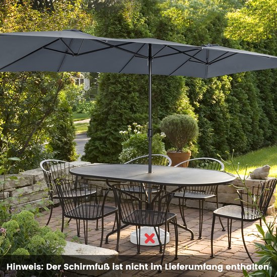 COSTWAY Dubbele parasol, tuinparasol groot XXL met parasolvoet, zwengel