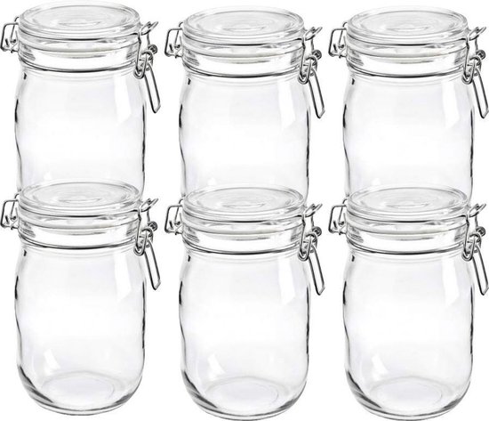 Weckpot - Voorraadpot - Transparant - 1 Liter - 6 stuks