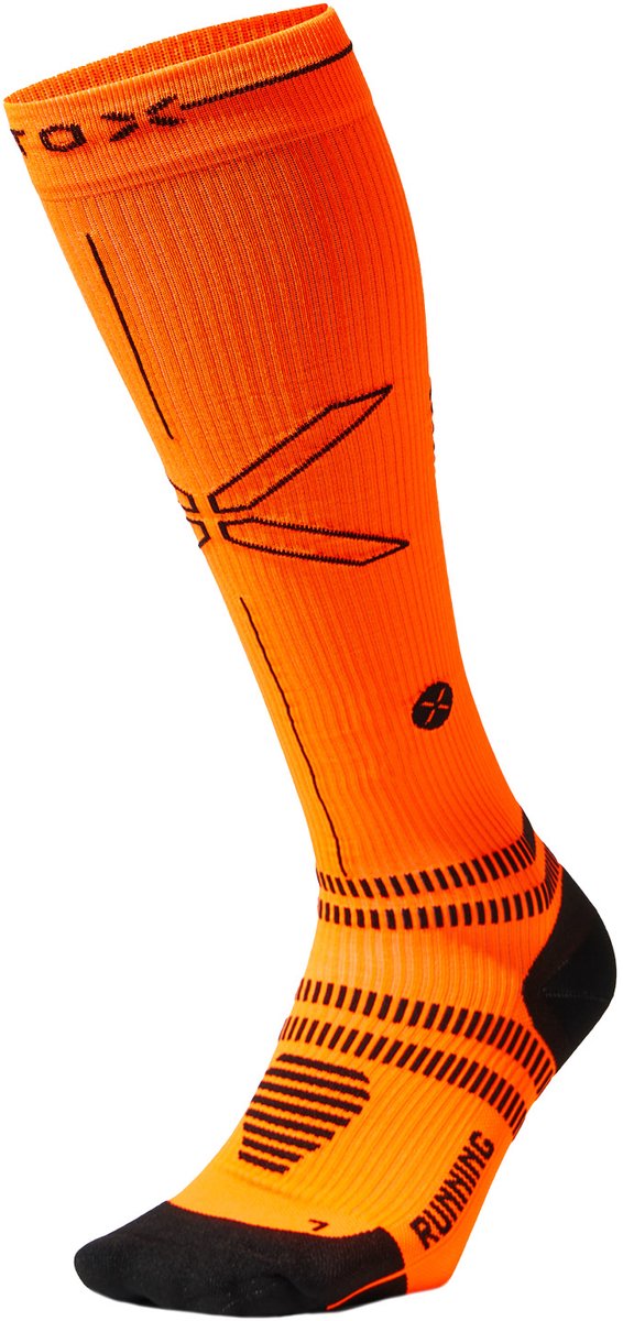 STOX Energy Socks Hardloopsokken Heren - Compressiekousen - Compressie Sokken Hardlopen - Sportsokken Oranje - Maat M: 40-44 - 1 Paar