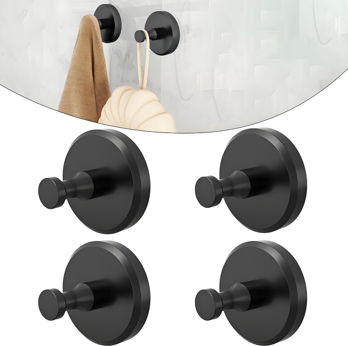 My Ninki ® Stevige Zelfklevende Zuignap Handdoekhaken voor Badkamer en Keuken - Set van 4 Stuks