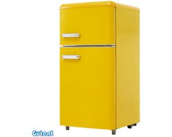 Gutent BCD-100C - Tafelmodel koelkast - Boven- en onderdeur - 72 liter - Energieklasse E - Geel