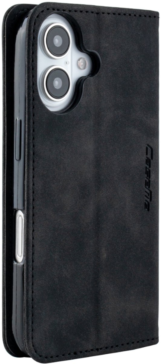 Mobile5 - iPhone 16 Bookcase Hoesje - Zwart - Kunstleer - Anti Shock