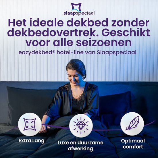 Slaapspeciaal eazydekbed 240x220 cm - Zwart - Dekbed Zonder Overtrek, Extra Lang, Luxe Gelvezels, Anti-Allergisch & Perfect Voor Elk Seizoen van Slaapspeciaal — afbeelding 2