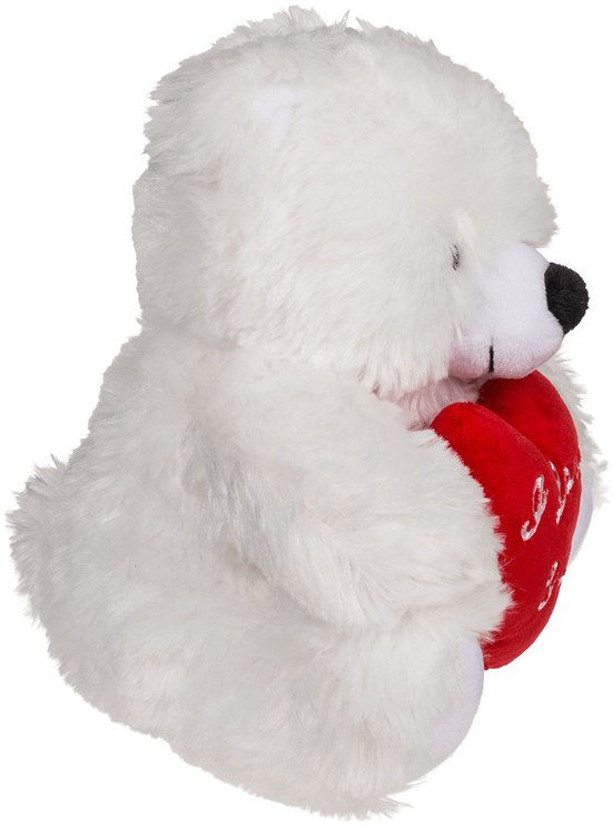 Moederdag knuffelbeertje I love you wit - Pluche teddybeer met hartje