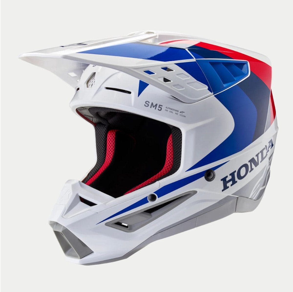 Alpinestars Honda S-M5 Helm Ece 22.06 Wit Blauw Rood Glanzend - Helm