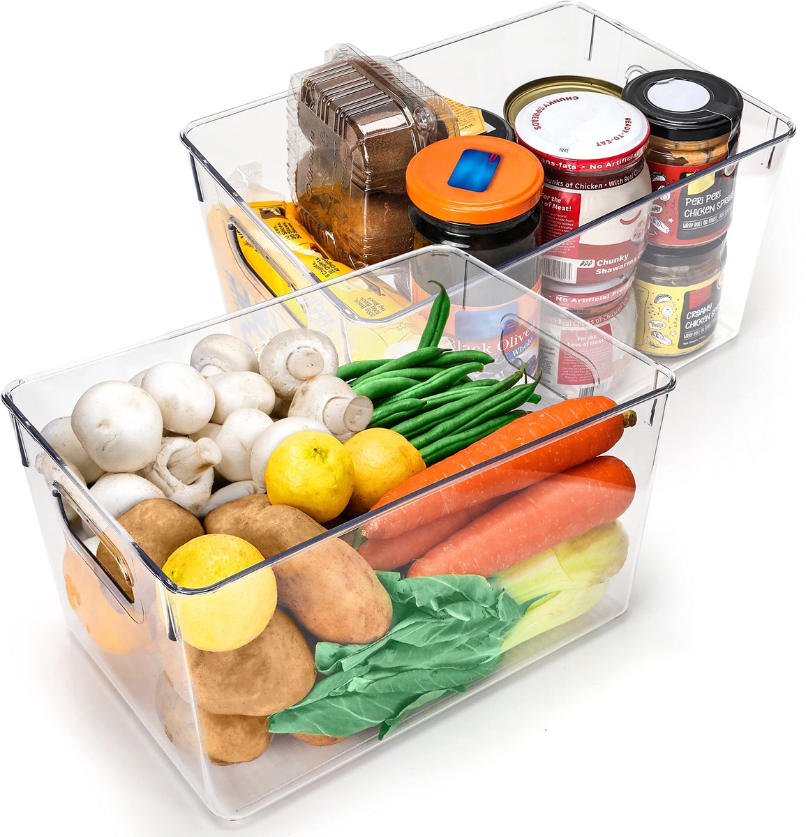 My Ninki ® Transparante Set van 2 Multifunctionele Organizers voor Koelkast en Kasten, Ideaal voor Keuken en Badkamer