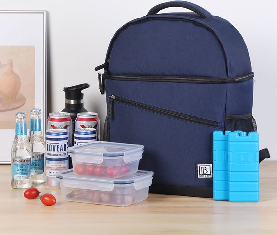 Brisby 4 Laags Geïsoleerde Koeltas Rugzak - 25 Liter - Met handige vakken voor Bestek en Essentials - Waterafstotend Materiaal - Blauw / 25 Liter - Blauw van Brisby — afbeelding 2