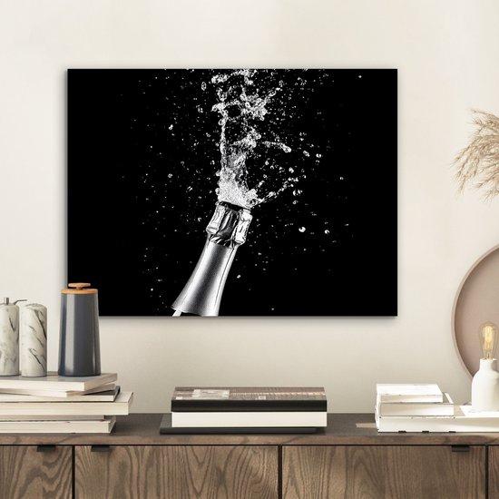 Tableau aluminium 40x30 cm - Décoration murale métal - Champagne - Zwart - Eclaboussures - Popping - Décoration murale métal salon - Décoration industrielle - Photo sur dibond - Accessoires industriels chambre