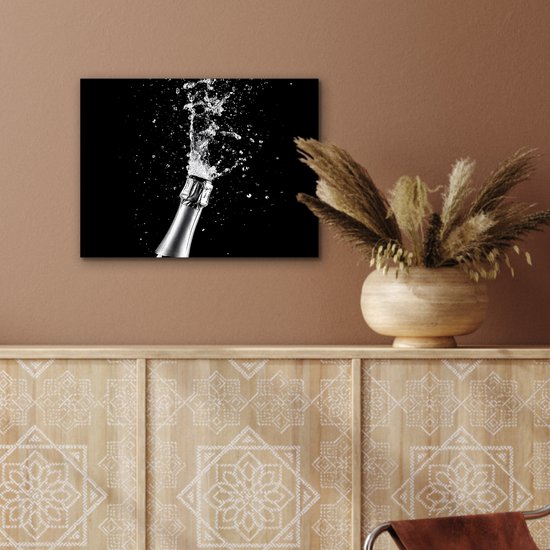 Tableau aluminium 40x30 cm - Décoration murale métal - Champagne - Zwart - Eclaboussures - Popping - Décoration murale métal salon - Décoration industrielle - Photo sur dibond - Accessoires industriels chambre