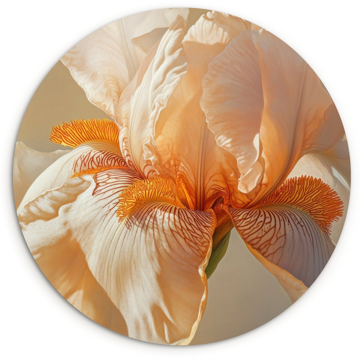 WallCircle Wandcirkel 60x60 cm - Muurcirkel Close up - Oranje - Iris - Muurdecoratie woonkamer - Wanddecoratie slaapkamer - Kamer decoratie accessoires - Ronde schilderijen
