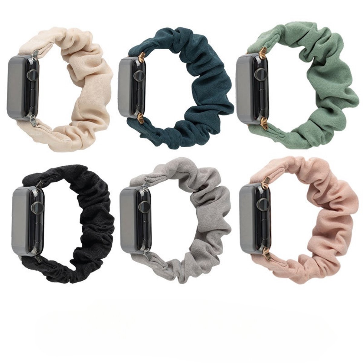 Set van 6 elastische horlogebandjes - compatibel met Apple Watch-banden van 38-40-41 mm - stretchstof horlogebandarmband voor iWatch-serie - compatibel met iWatch7 S8 horlogebanden