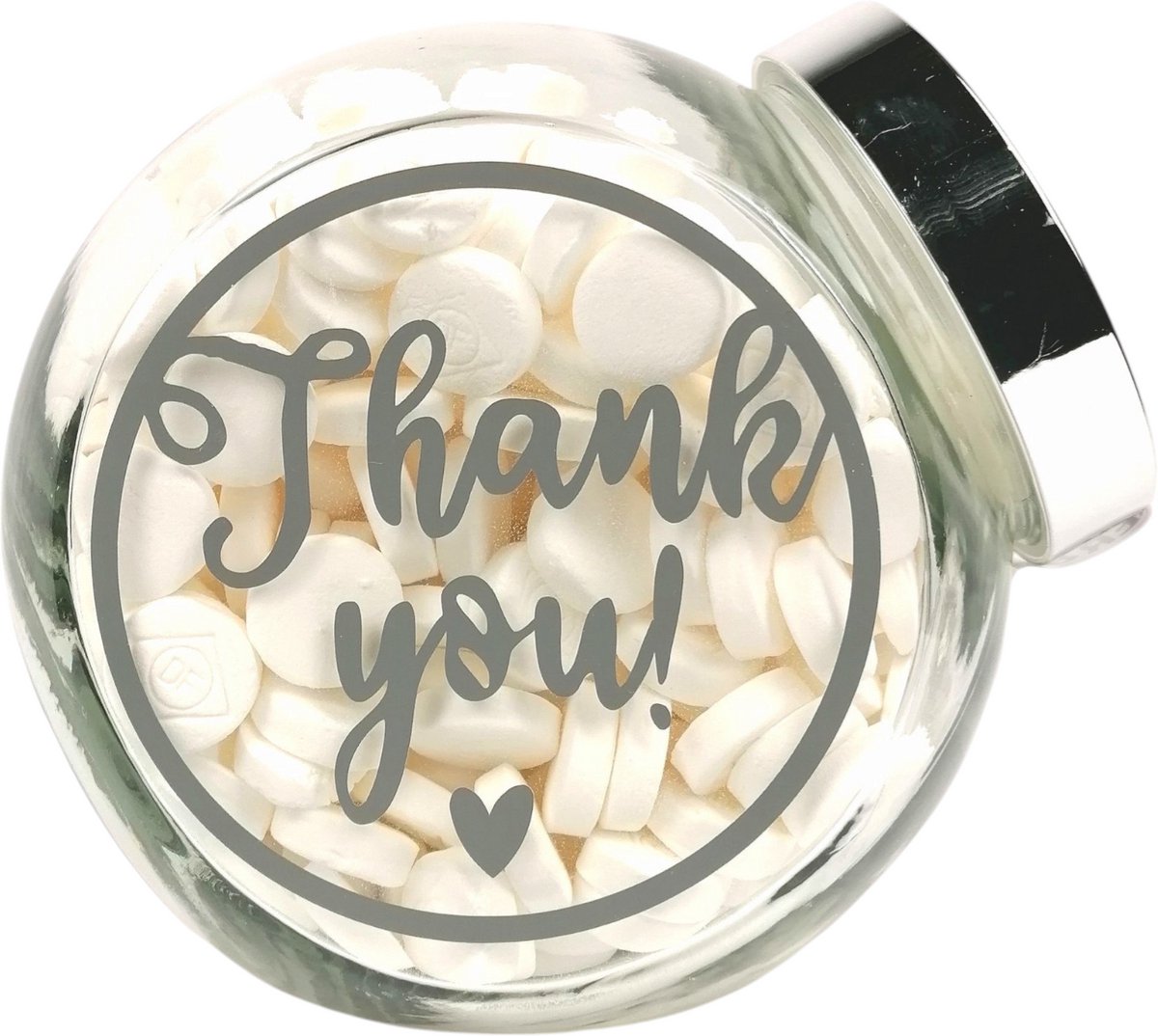 Snoeppot - Bedankt cadeau, "Thank you", gevuld met pepermunt - bedankje snoep