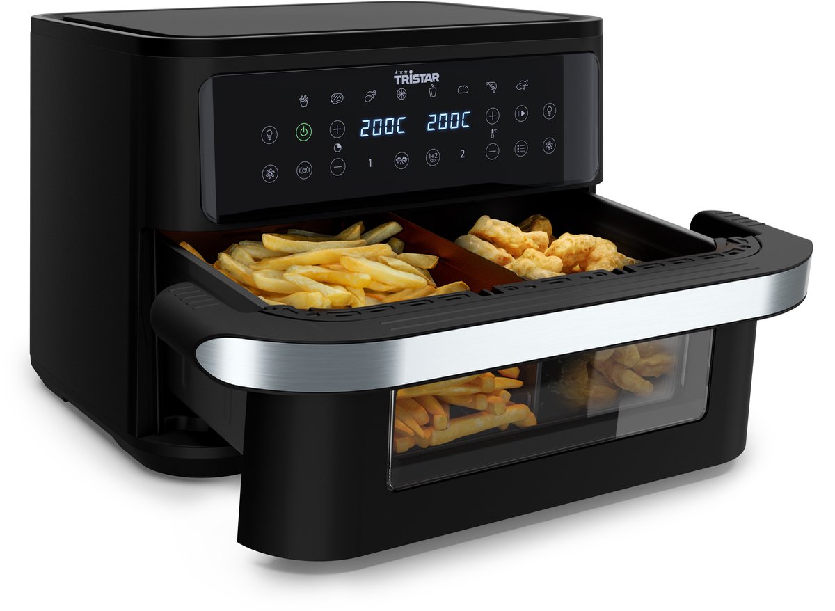 Tristar Airfryer FR-9432 - 10L - Dual Zone Flex - Kijkvenster - 8 voorprogramma's - Snackverdeler - 2800W