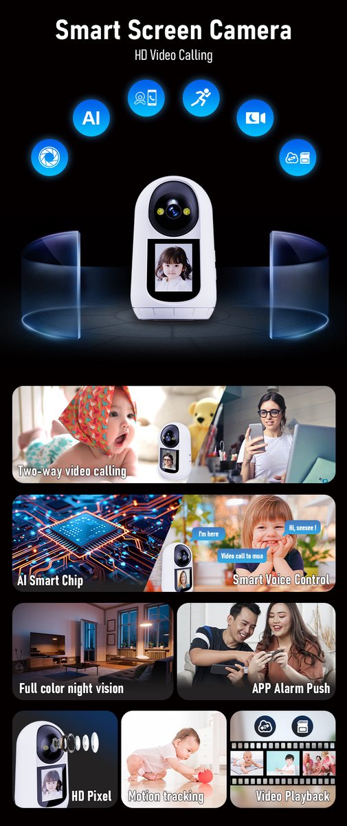 Babyfoon met Camera - Tweeweg Video & Audio - Baby Monitor - Lichaamstracking - WiFi Camera - Beweging Detectie & Alarm – foto 7
