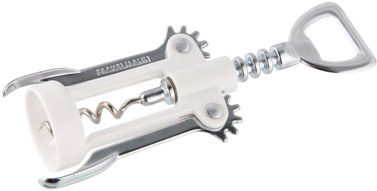 Witte hefboomkurkentrekker met flesopener Fackelmann Bar Concept
