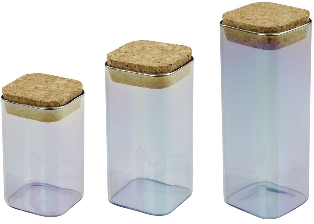Set van 3 glazen bewaardozen met deksel 280 ml + 330 ml + 450 ml Tasty Green