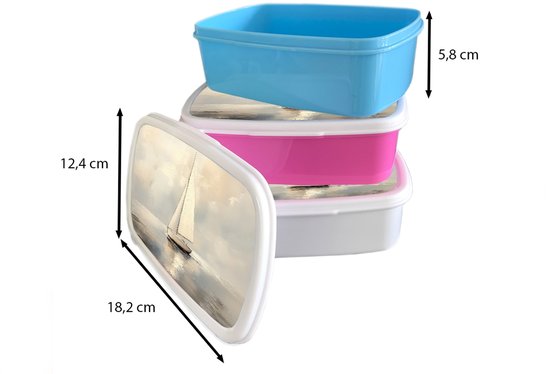 Boîte à pain blanche - Lunchbox Voilier - Mer - Nuageux - Boîte à lunch 18x12x6 cm