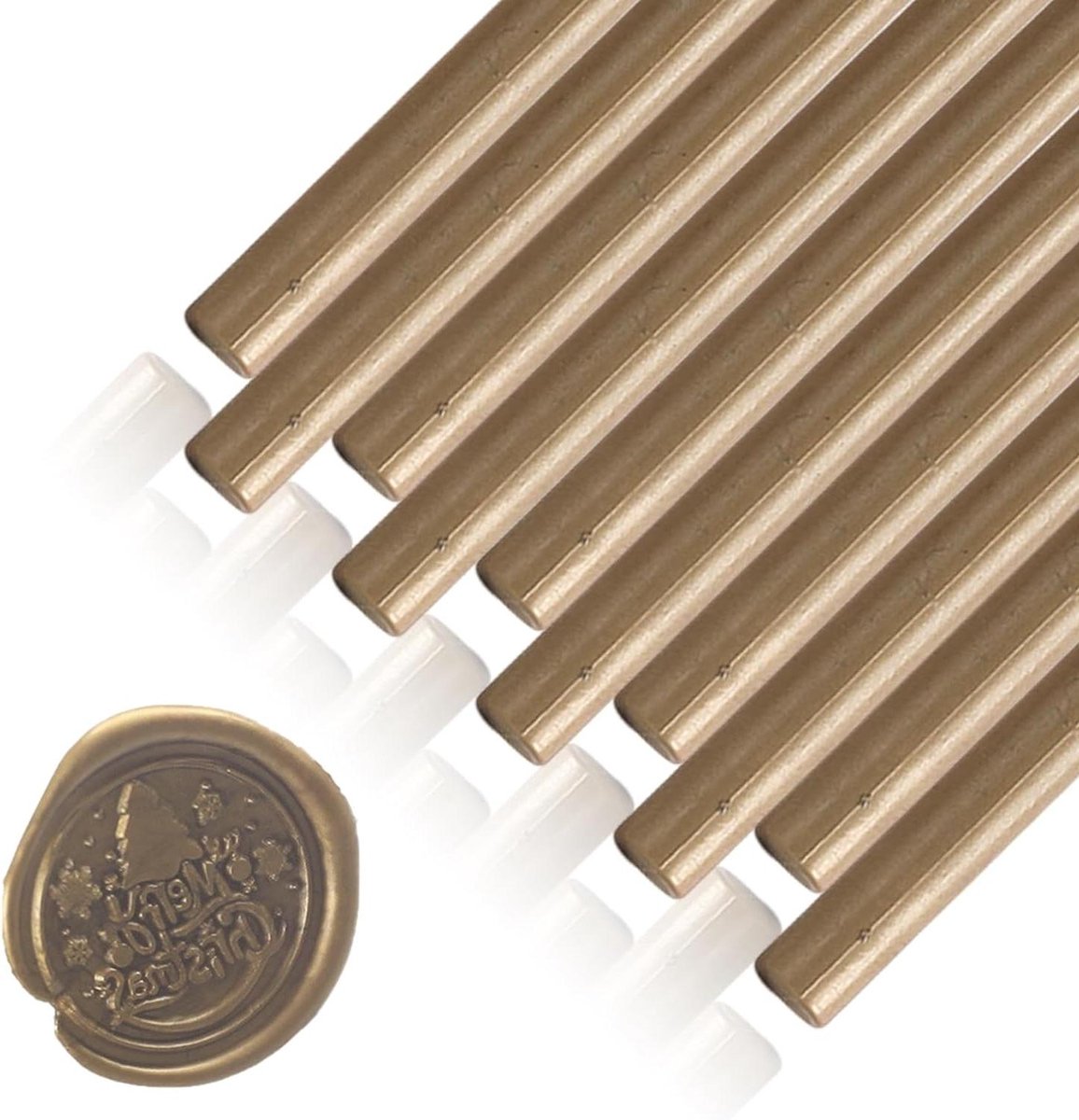 Image of 10 stuks zelfklevende zegelwasstaafjes 11 mm voor bruiloften en boetiekpakketten envelopzegels feestdagen kerstcadeaus (bronsgoud)