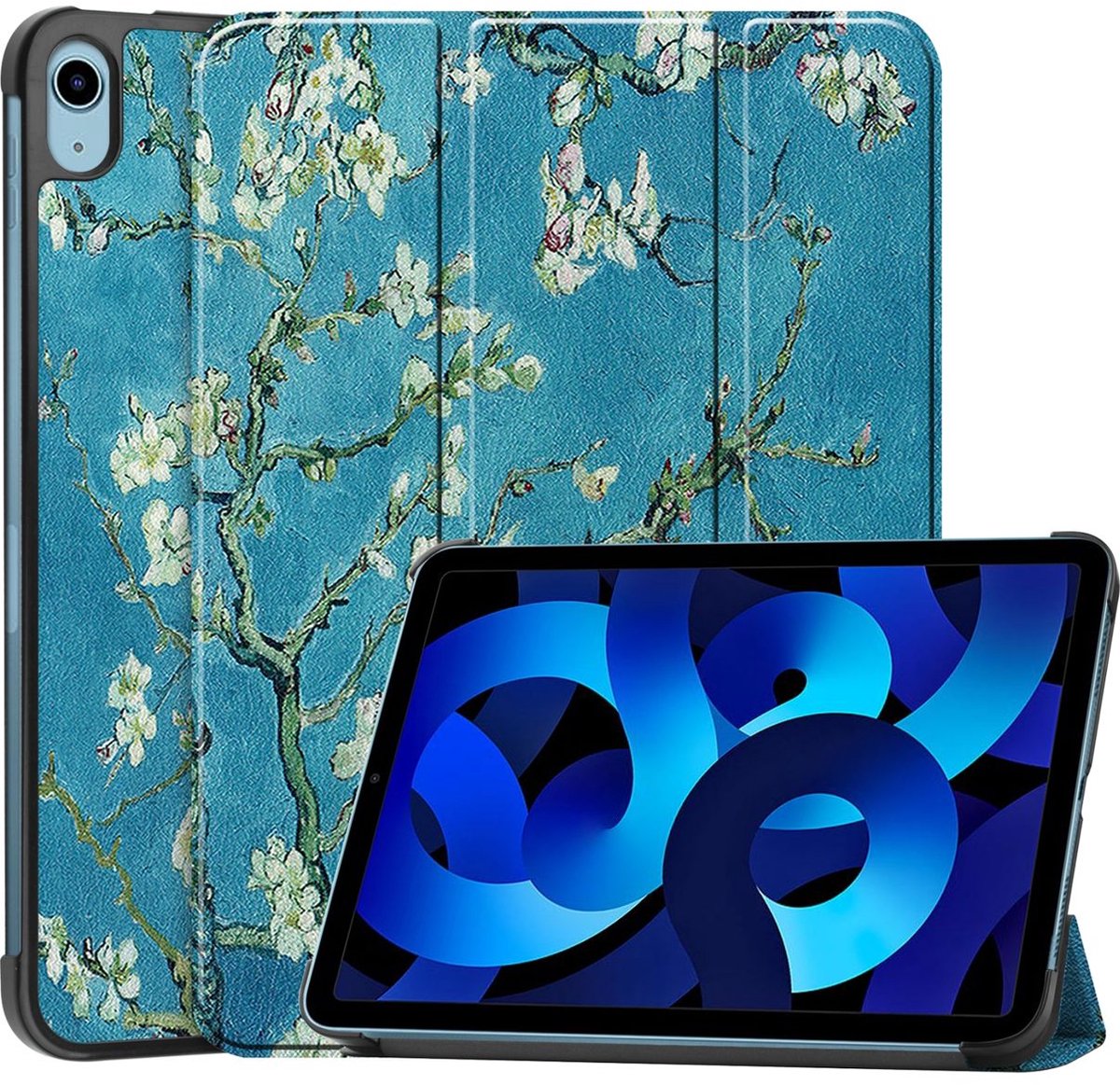 Mobigear Tablethoes geschikt voor Apple iPad 11 (2025) Hoes | Mobigear Tri-Fold Bookcase - Amandelbloesem