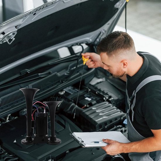 Rupse Claxon, luchthoorn, luchthoorn, persluchthoorn, auto hoorn met Rupse Claxon, luchthoorn, luchthoorn, persluchthoorn, auto hoorn met